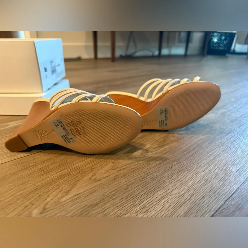 SCHUTZ Cream Strappy Wedge Sandals